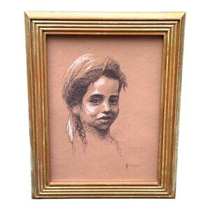 William Weintraub American Israeli Artist Lithograph Print FRAME 15x12 Gold Wood